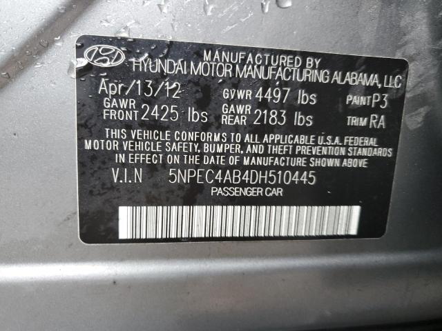 5NPEC4AB4DH510445 - 2013 HYUNDAI SONATA SE GRAY photo 12