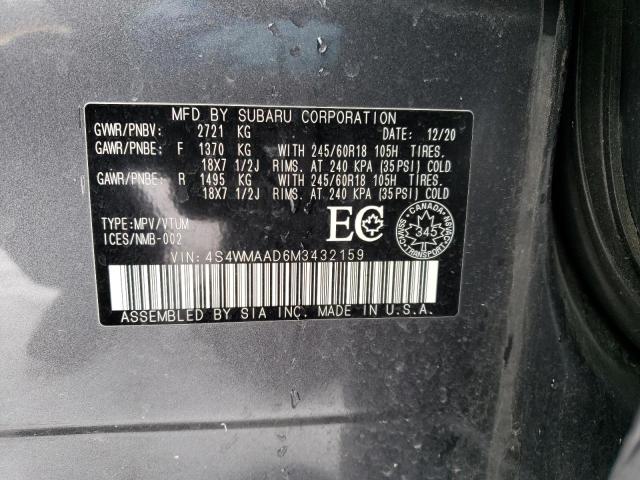 4S4WMAAD6M3432159 - 2021 SUBARU ASCENT GRAY photo 12