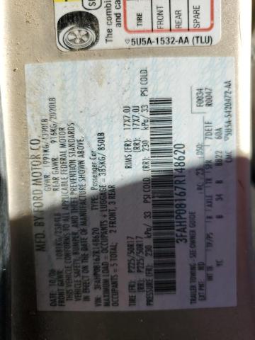 3FAHP08167R148620 - 2007 FORD FUSION SEL GOLD photo 12