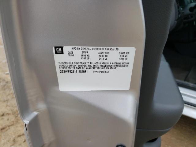 2G2WP522151184981 - 2005 PONTIAC GRAND PRIX 银色 照片 12