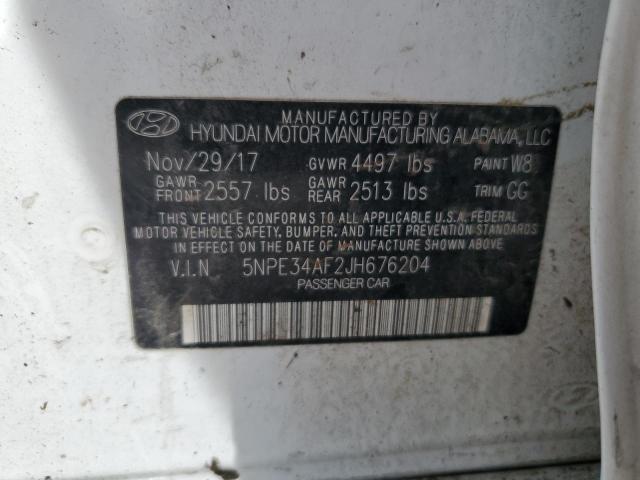 5NPE34AF2JH676204 - 2018 HYUNDAI SONATA SPORT WHITE photo 12