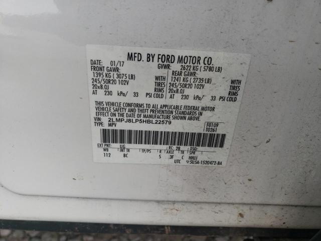 2LMPJ8LP5HBL22579 - 2017 LINCOLN MKX RESERVE أبيض صورة 12