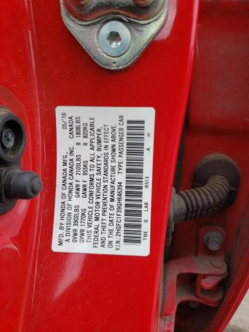 2HGFC1F39GH646394 - 2016 HONDA CIVIC EX RED photo 12