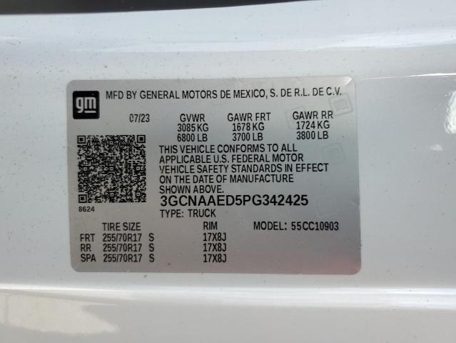 3GCNAAED5PG342425 - 2023 CHEVROLET SILVERADO C1500 WHITE photo 13