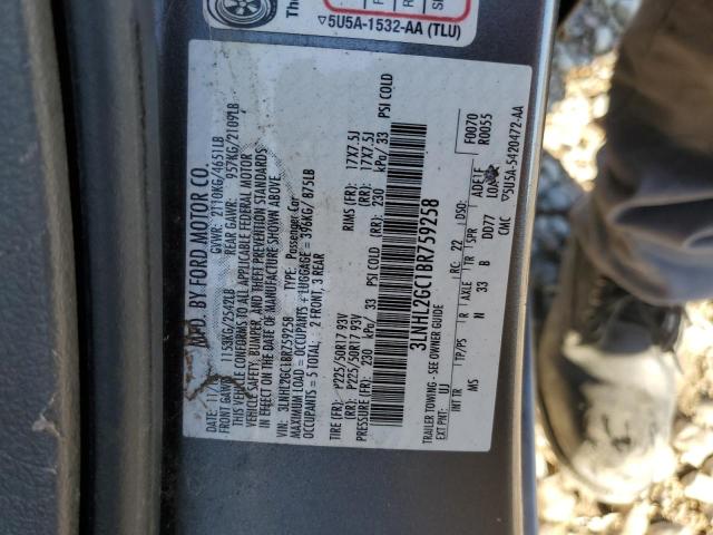 3LNHL2GC1BR759258 - 2011 LINCOLN MKZ GRAY photo 12