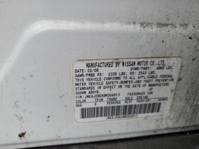 JNKAJ09EX8M304813 - 2008 INFINITI EX35 BASE WHITE photo 12