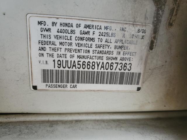 19UUA5668YA067363 - 2000 ACURA 3.2TL WHITE photo 12