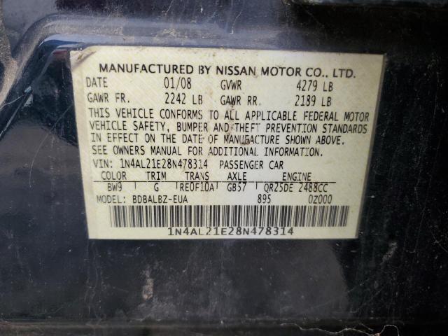 1N4AL21E28N478314 - 2008 NISSAN ALTIMA 2.5 BLUE photo 12