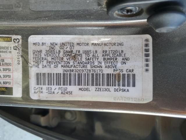 1NXBR32E97Z876170 - 2007 TOYOTA COROLLA CE GRAY photo 13