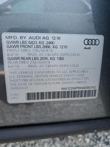 WA1C2AFP6HA090742 - 2017 AUDI Q5 PREMIUM GRAY photo 13