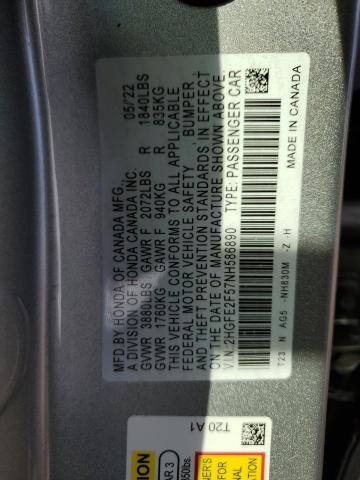 2HGFE2F57NH586890 - 2022 HONDA CIVIC SPORT 银色 照片 13