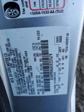 3FAHP0HAXCR237679 - 2012 FORD FUSION SE SILVER photo 12