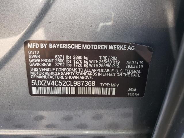 5UXZV4C52CL987368 - 2012 BMW X5 XDRIVE35I GRAY photo 13