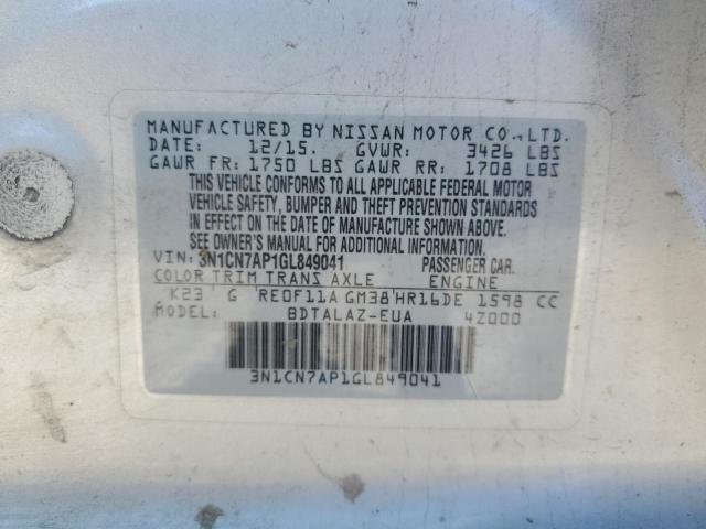 3N1CN7AP1GL849041 - 2016 NISSAN VERSA S SILVER photo 12