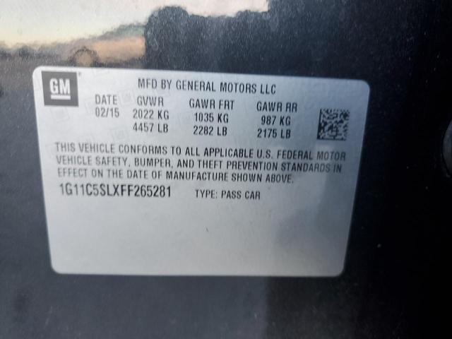 1G11C5SLXFF265281 - 2015 CHEVROLET MALIBU 1LT BLACK photo 12