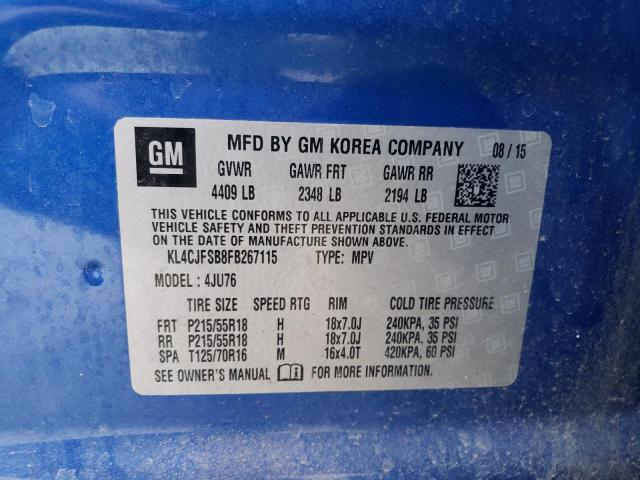 KL4CJFSB8FB267115 - 2015 BUICK ENCORE CONVENIENCE 蓝色 照片 12