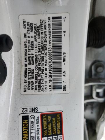 1HGFA16867L068873 - 2007 HONDA CIVIC EX WHITE photo 13