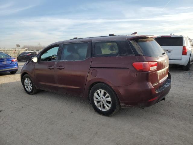 KNDMB5C19H6219772 - 2017 KIA SEDONA LX BURGUNDY photo 2