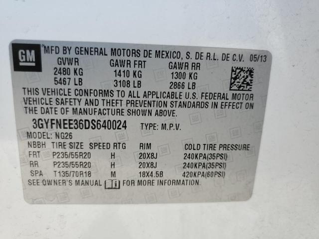 3GYFNEE36DS640024 - 2013 CADILLAC SRX PREMIUM COLLECTION WHITE photo 14