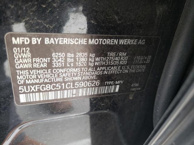 5UXFG8C51CL590626 - 2012 BMW X6 XDRIVE50I BLACK photo 13