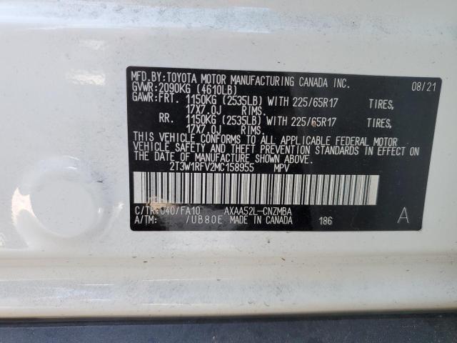 2T3W1RFV2MC158955 - 2021 TOYOTA RAV4 XLE WHITE photo 13