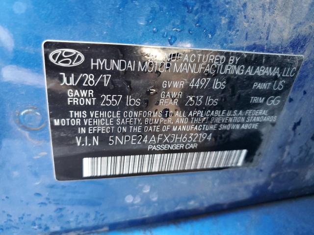 5NPE24AFXJH632194 - 2018 HYUNDAI SONATA SE BLUE photo 12