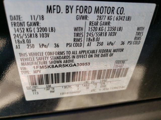 1FM5K8AR5KGA30953 - 2019 FORD EXPLORER POLICE INTERCEPTOR BLACK photo 13