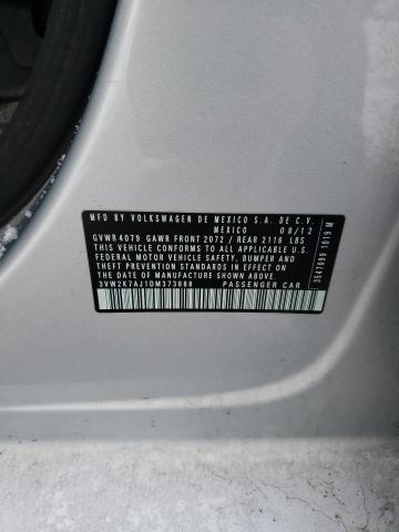 3VW2K7AJ1DM373888 - 2013 VOLKSWAGEN JETTA BASE SILVER photo 12