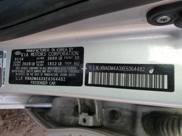 KNADM4A3XE6364482 - 2014 KIA RIO LX SILVER photo 12