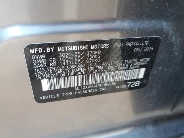 ML32A4HJ4FH059656 - 2015 MITSUBISHI MIRAGE ES GRAY photo 12