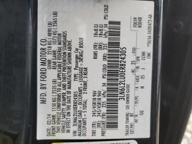 3LN6L2LU0ER824305 - 2014 LINCOLN MKZ HYBRID BLACK photo 12