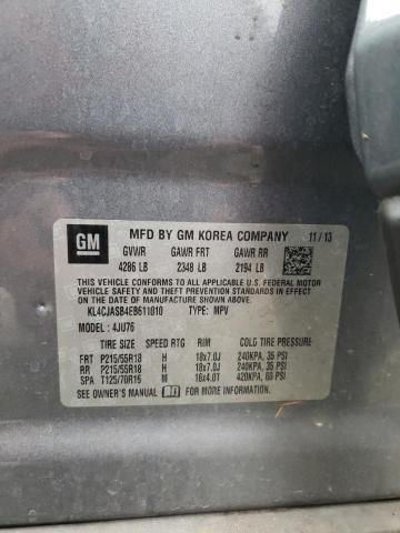 KL4CJASB4EB611010 - 2014 BUICK ENCORE GRAY photo 13