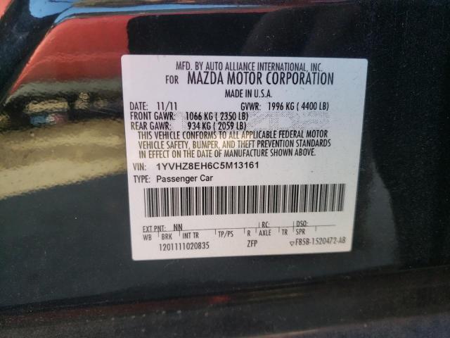 1YVHZ8EH6C5M13161 - 2012 MAZDA 6 I BLACK photo 12