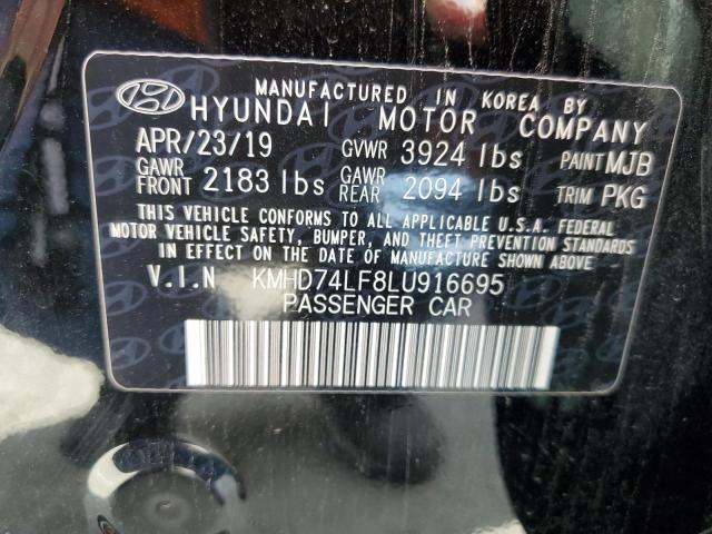 KMHD74LF8LU916695 - 2020 HYUNDAI ELANTRA SE BLACK photo 12