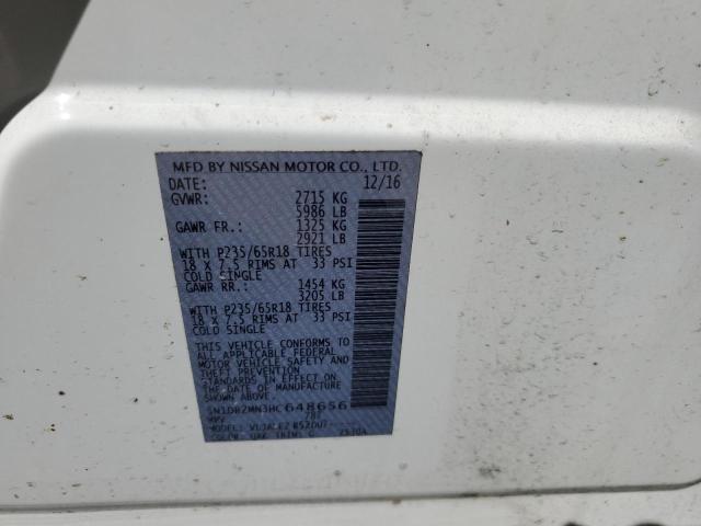 5N1DR2MN3HC648656 - 2017 NISSAN PATHFINDER S WHITE photo 14