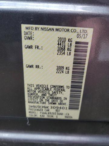 1N4BZ0CP6HC309401 - 2017 NISSAN LEAF S GRAY photo 12