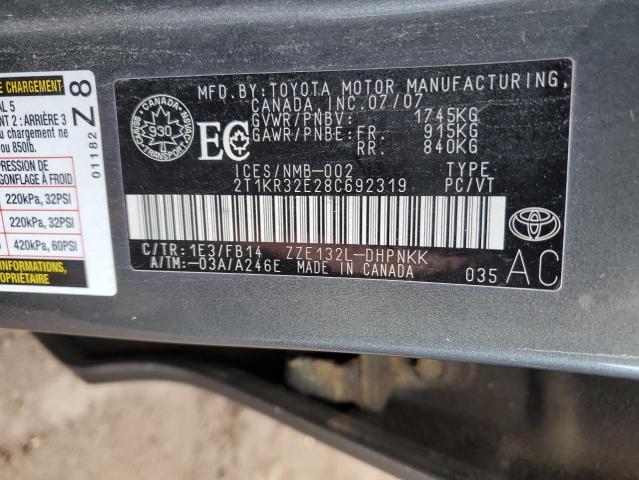 2T1KR32E28C692319 - 2008 TOYOTA COROLLA MA XR GRAY photo 13