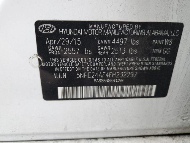 5NPE24AF4FH232297 - 2015 HYUNDAI SONATA SE WHITE photo 12