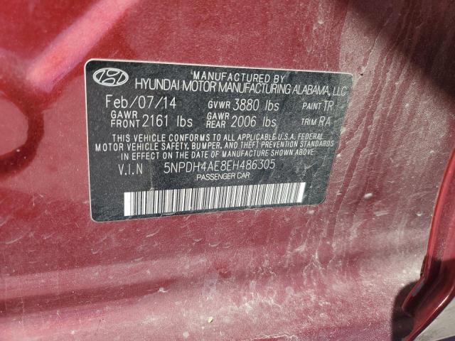 5NPDH4AE8EH486305 - 2014 HYUNDAI ELANTRA SE RED photo 12