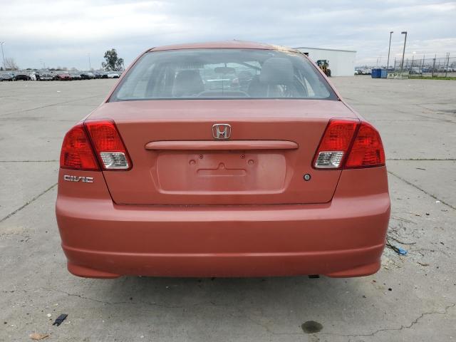 2HGES16465H532406 - 2005 HONDA CIVIC DX ORANGE photo 6