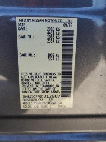 1N4BZ0CP7GC312807 - 2016 NISSAN LEAF SV GRAY photo 12