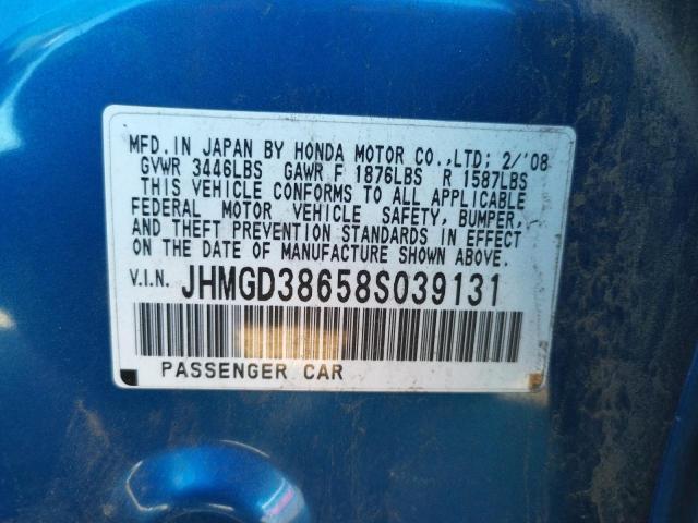 JHMGD38658S039131 - 2008 HONDA FIT SPORT BLUE photo 12