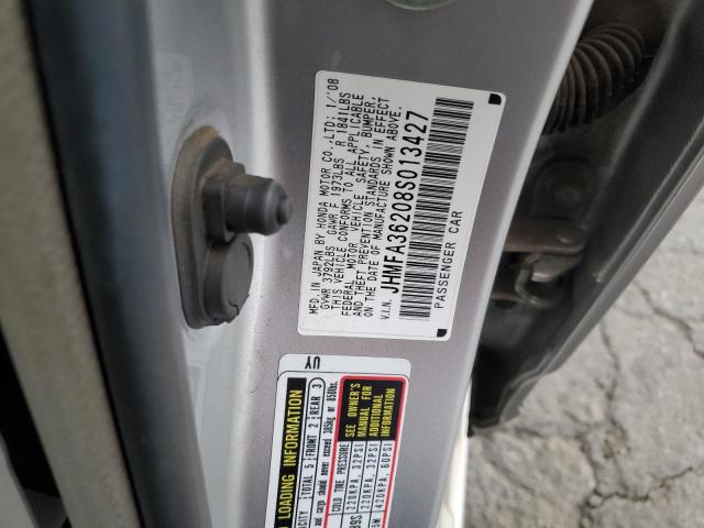 JHMFA36208S013427 - 2008 HONDA CIVIC HYBRID GRAY photo 12