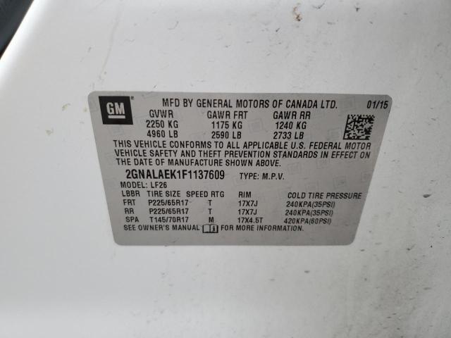 2GNALAEK1F1137609 - 2015 CHEVROLET EQUINOX LS WHITE photo 13