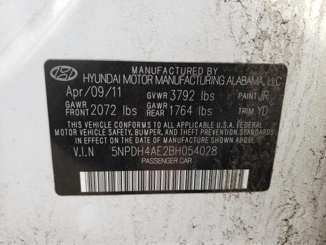 5NPDH4AE2BH054028 - 2011 HYUNDAI ELANTRA GLS WHITE photo 12