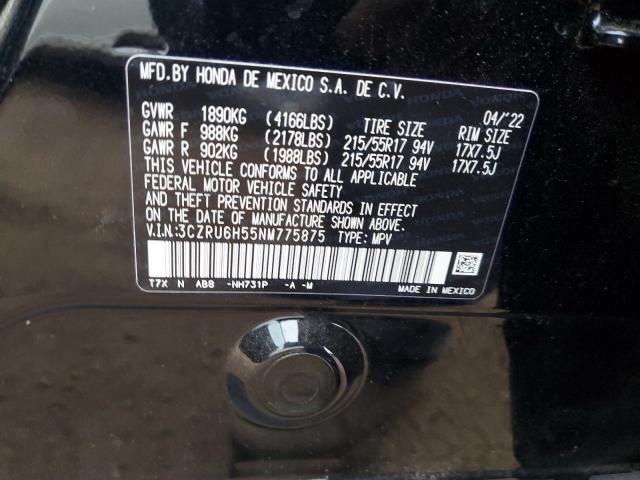 3CZRU6H55NM775875 - 2022 HONDA HR-V EX BLACK photo 13