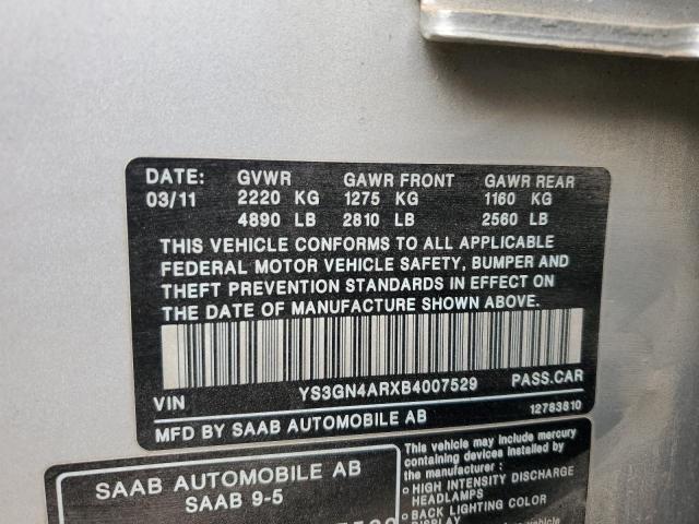 YS3GN4ARXB4007529 - 2011 SAAB 9-5 TURBO SILVER photo 13