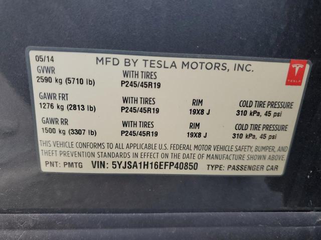 5YJSA1H16EFP40850 - 2014 TESLA MODEL S ნაცრისფერი ფოტო 12