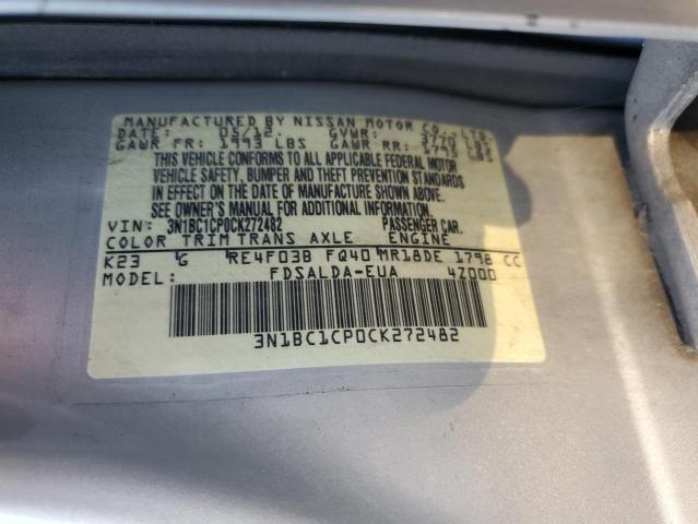 3N1BC1CP0CK272482 - 2012 NISSAN VERSA S SILVER photo 12