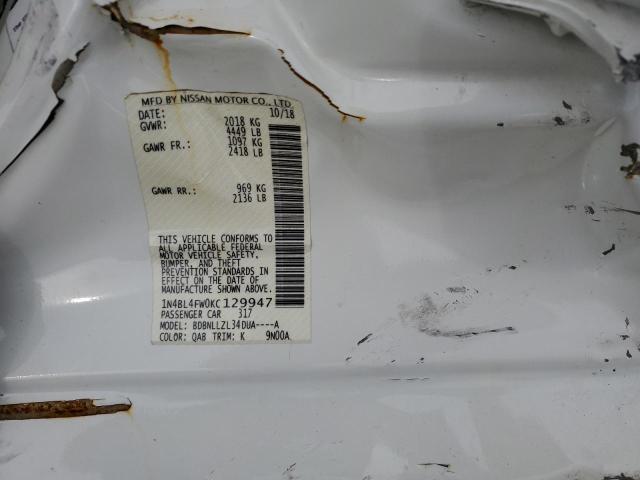 1N4BL4FW0KC129947 - 2019 NISSAN ALTIMA PLATINUM WHITE photo 13